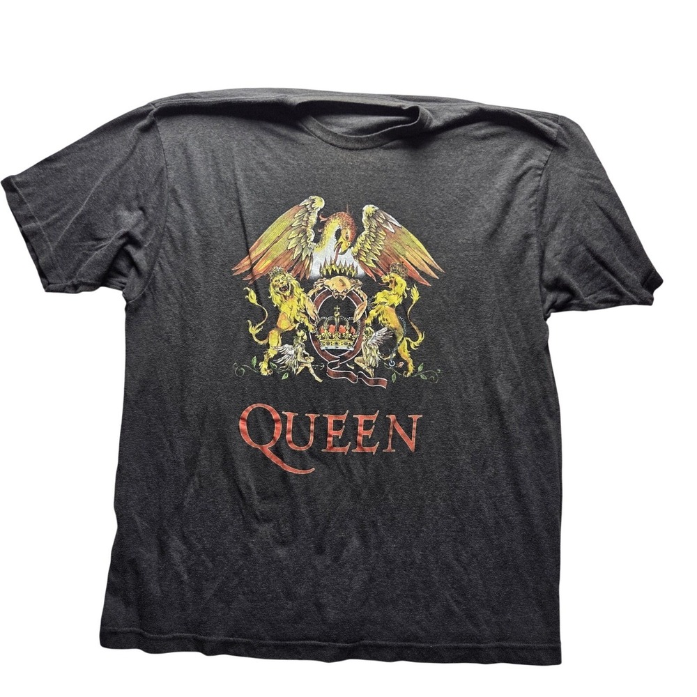 Queen Band T Shirt Mens XL Charcoal Gray Heather Crest Graphic Rock Tee